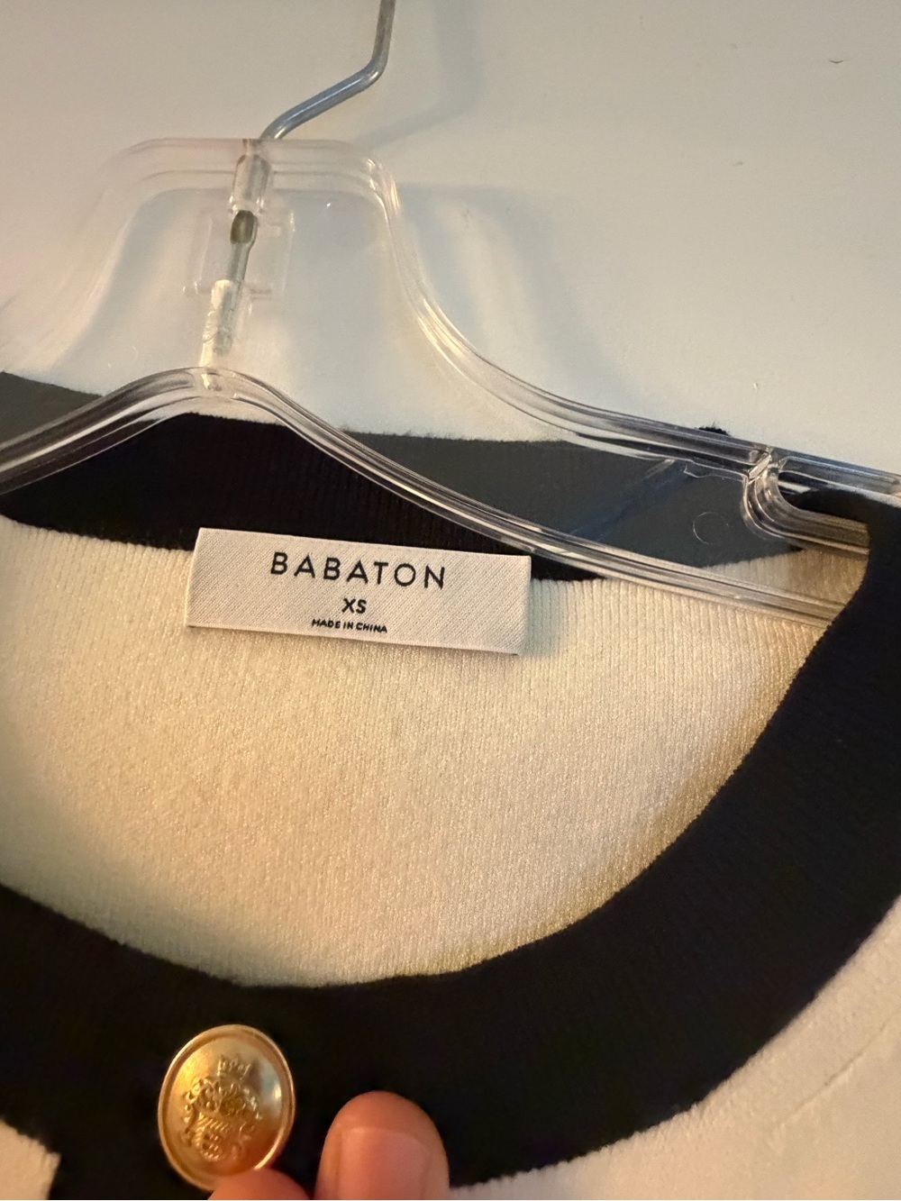 Babaton Cream Cropped Cardigan with Black Trim - Picture 2 of 4
